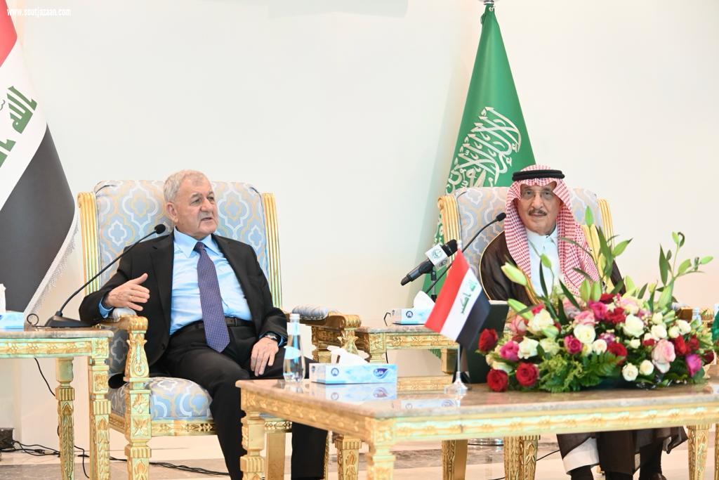 الرئيس العراقي يلتقي أمير جازان وعددًا من مشايخ القبائل والمسؤولين بالمنطقة