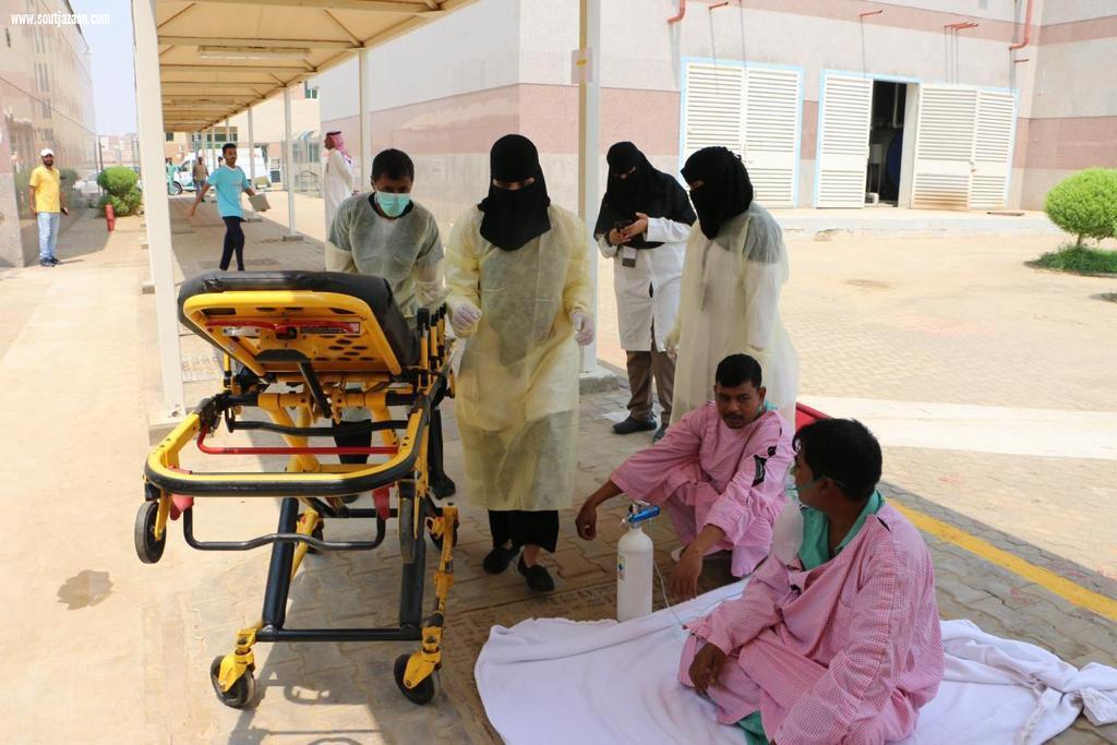 مستشفى إرادة والصحة النفسية بجازان ينفذ خطة إخلاء لحريق وهمي بالتعاون مع إدارة الطوارئ و الازمات بصحة جازان