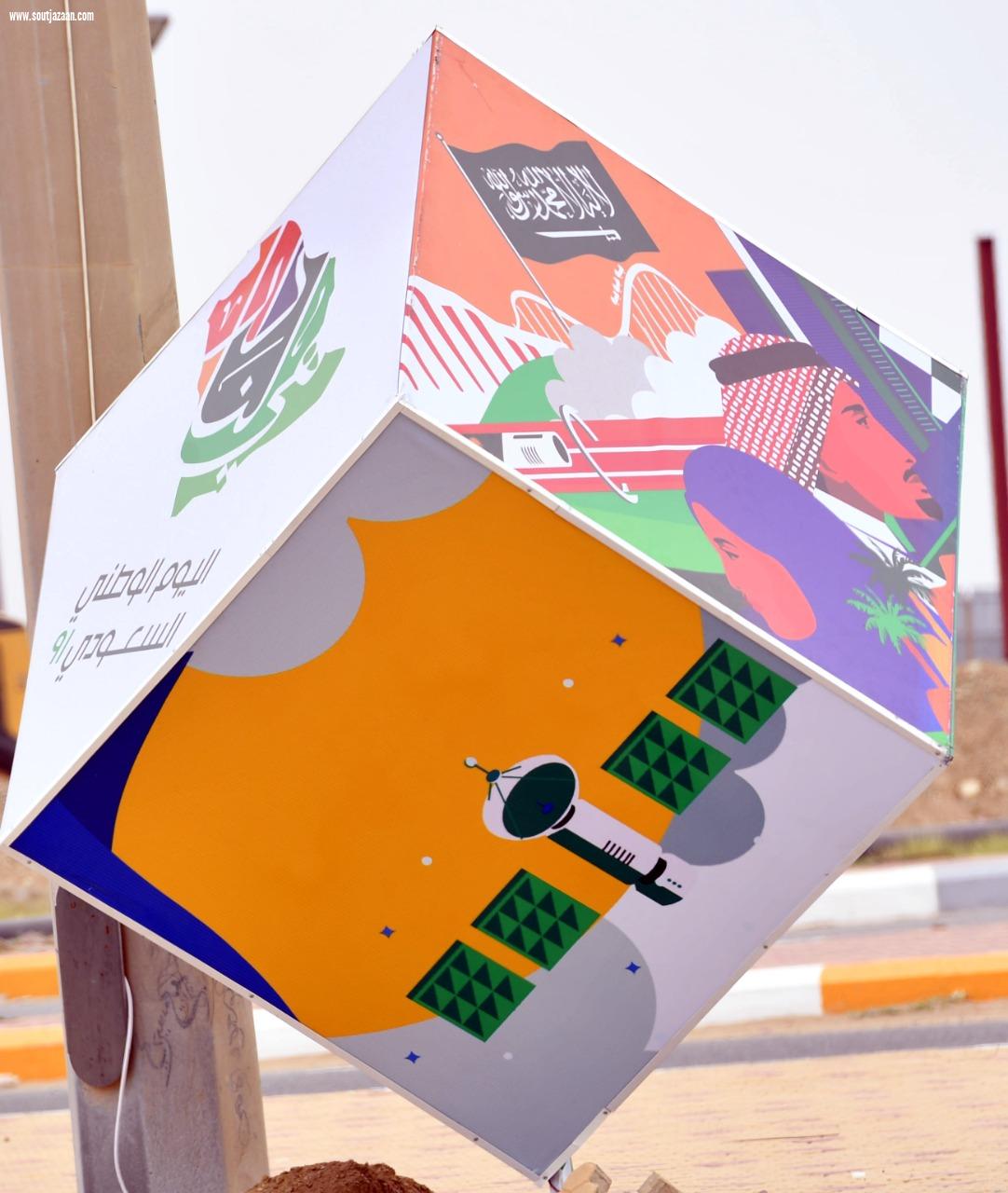 رئيس بلدية الشقيق يتفقد على استعدادات البلدية.. ١٦ مجسماً جمالياً و وتزيين ١٦٠ عمود اناره يزين مدينة الشقيق  في احتفالية يوم الوطن الـ91 للملكة . 