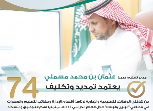 مدير تعليم صبيا المسملي يعتمد تكليف وتجديد القيادات للعام المقبل